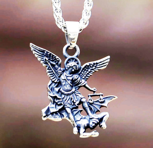 Stainless Steel Saint Michael Archangel Necklace