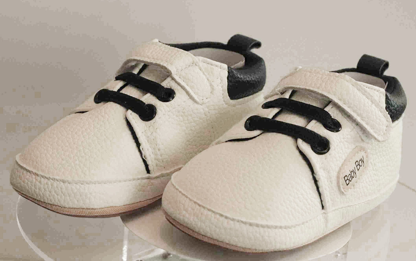 Boy's Non-Slip Rubber Sole Shoes with Strechable Decorative Lace & Adjustable Strap PU Leather Shoes