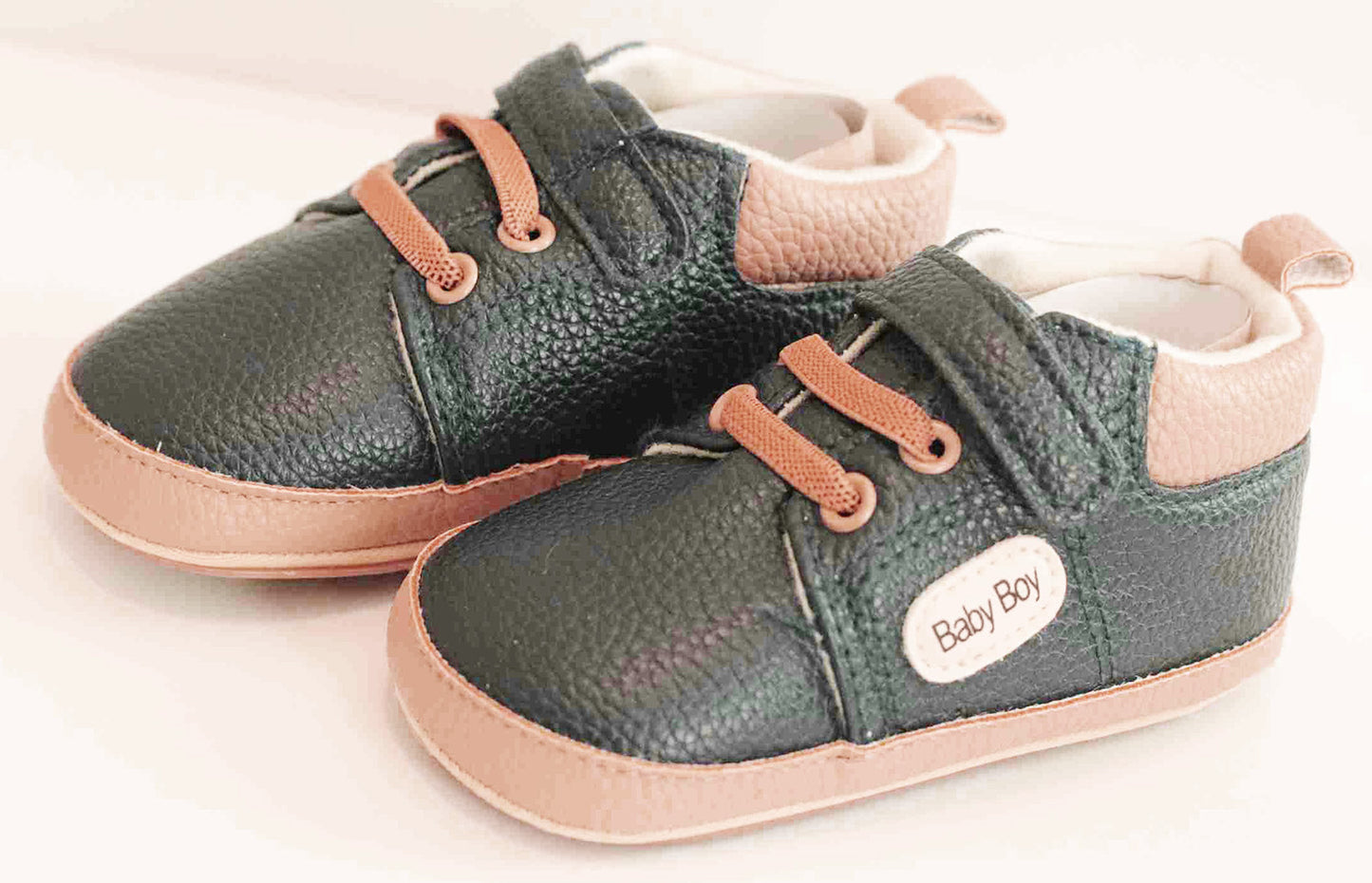 Boy's Non-Slip Rubber Sole Shoes with Strechable Decorative Lace & Adjustable Strap PU Leather Shoes