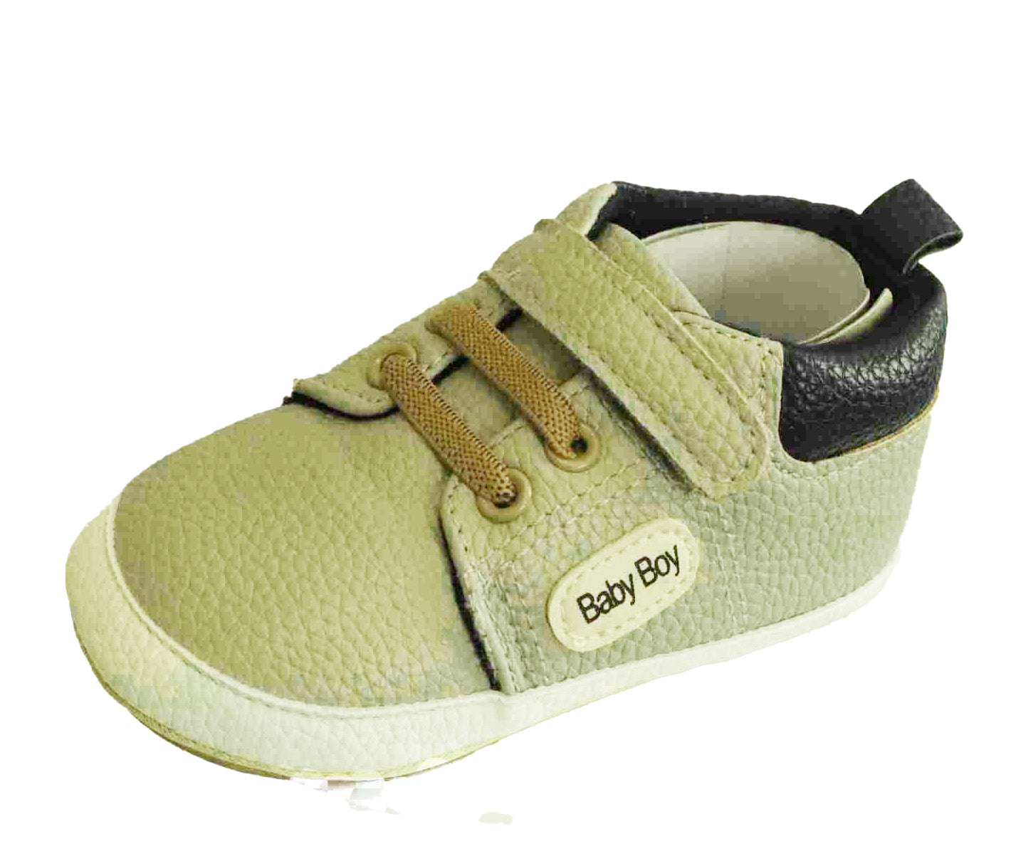 Boy's Non-Slip Rubber Sole Shoes with Strechable Decorative Lace & Adjustable Strap PU Leather Shoes