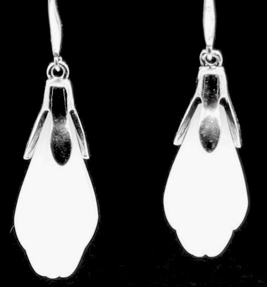 Elegant Sterling Silver Mongolian Jade Drop Earrings