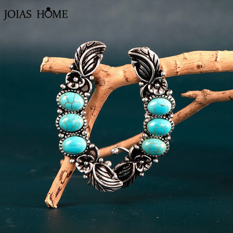 Handcrafted Silver Earrings with Turquoise Stones