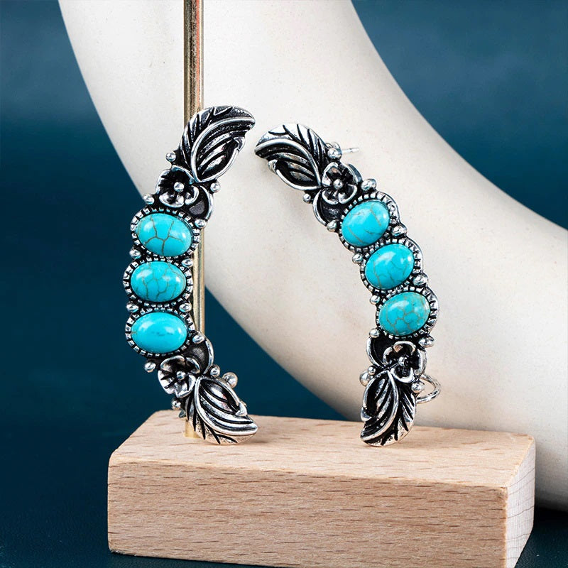 Handcrafted Silver Earrings with Turquoise Stones