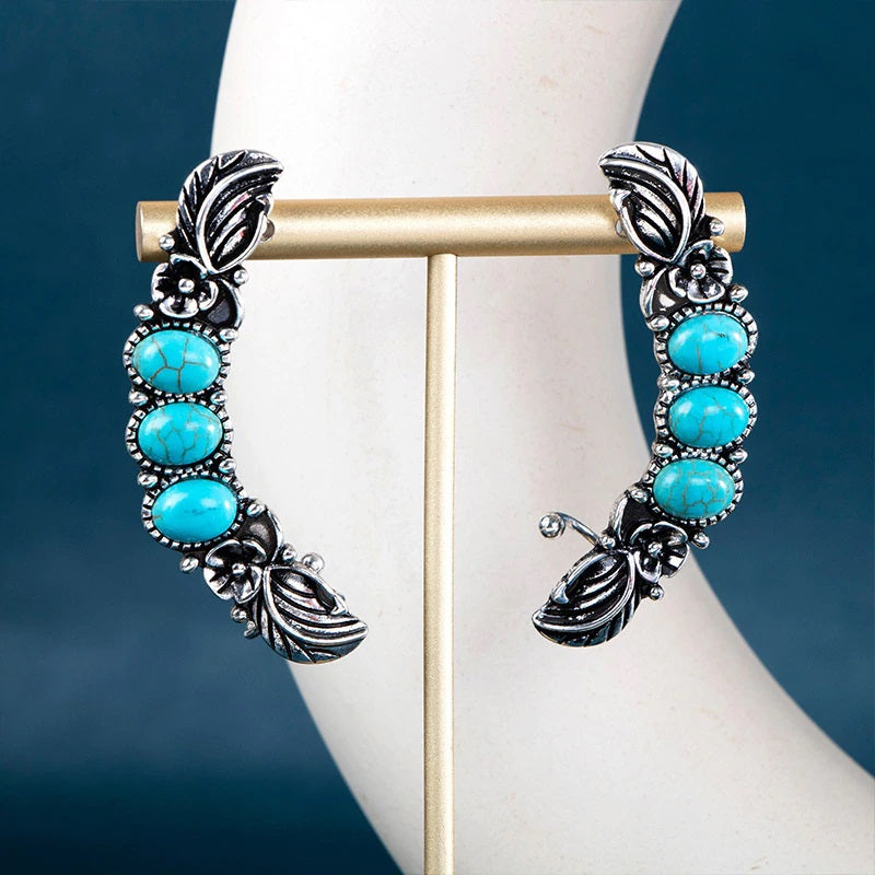 Handcrafted Silver Earrings with Turquoise Stones