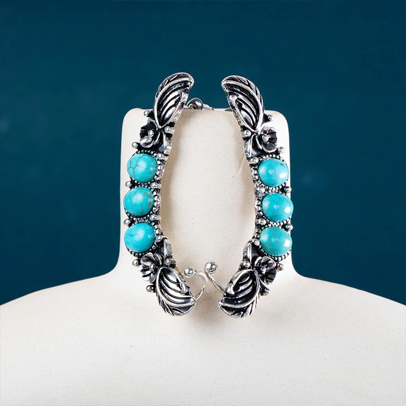 Handcrafted Silver Earrings with Turquoise Stones