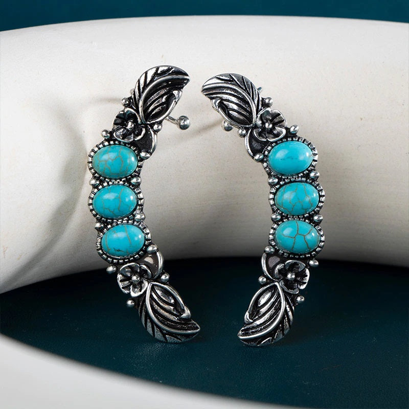 Handcrafted Silver Earrings with Turquoise Stones