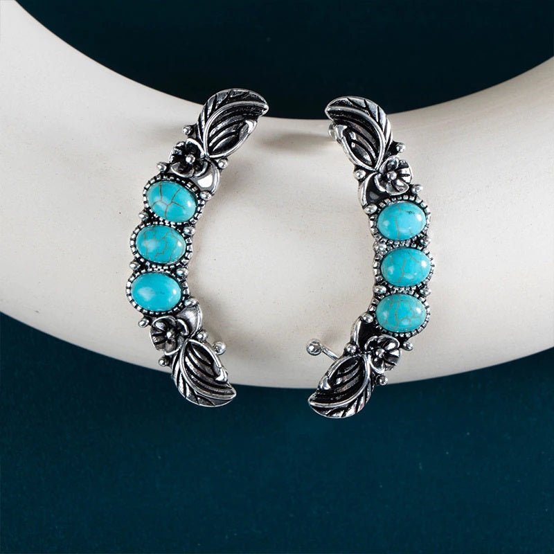 Handcrafted Silver Earrings with Turquoise Stones