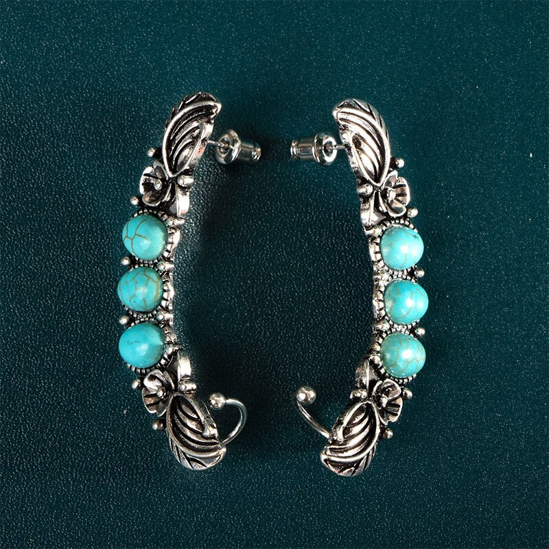 Handcrafted Silver Earrings with Turquoise Stones
