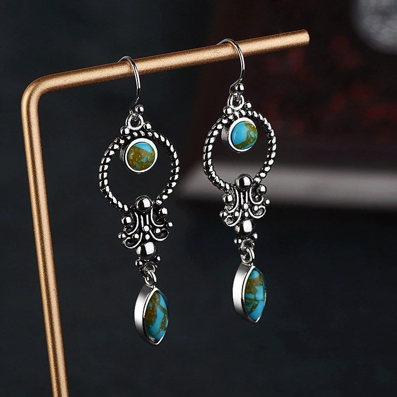 Elegant and Timeless Sterling Silver Dangling Earrings with Synthetic Stones