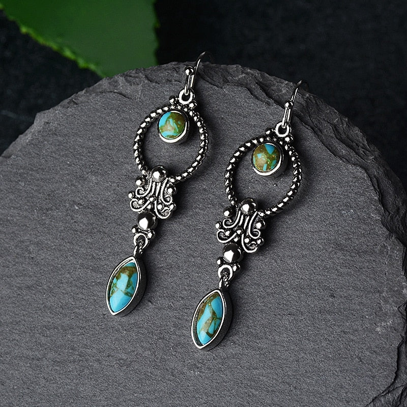 Elegant and Timeless Sterling Silver Dangling Earrings with Synthetic Stones