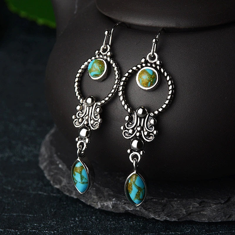 Elegant and Timeless Sterling Silver Dangling Earrings with Synthetic Stones