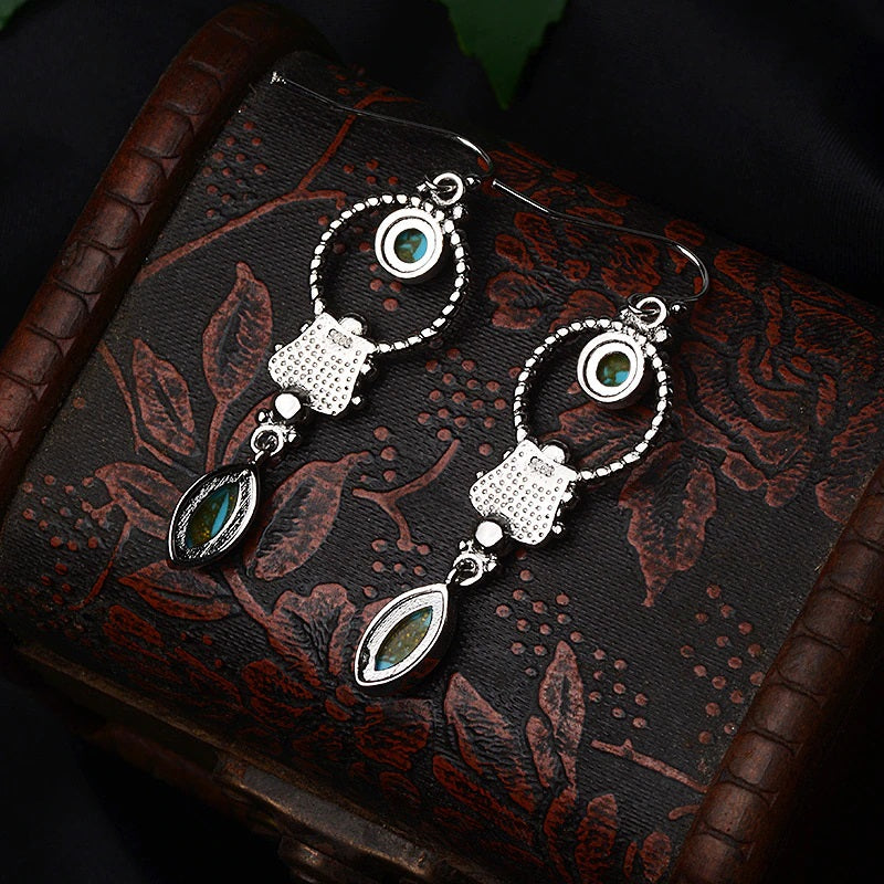 Elegant and Timeless Sterling Silver Dangling Earrings with Synthetic Stones