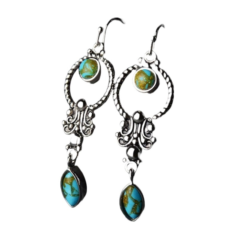 Elegant and Timeless Sterling Silver Dangling Earrings with Synthetic Stones