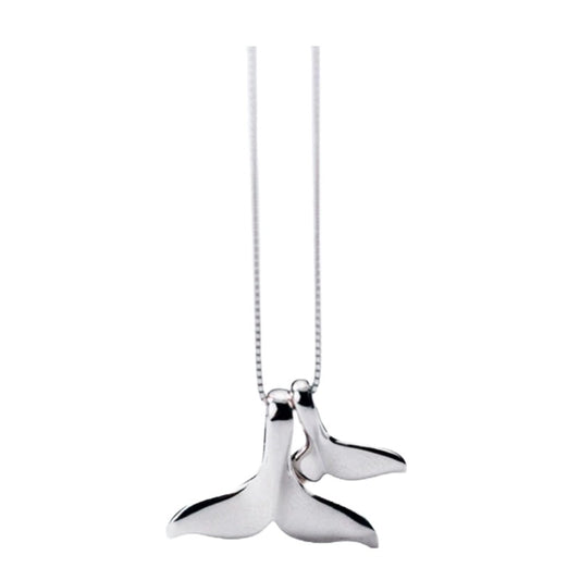 Dainty Sterling Silver Whale Tail Pendant Necklace