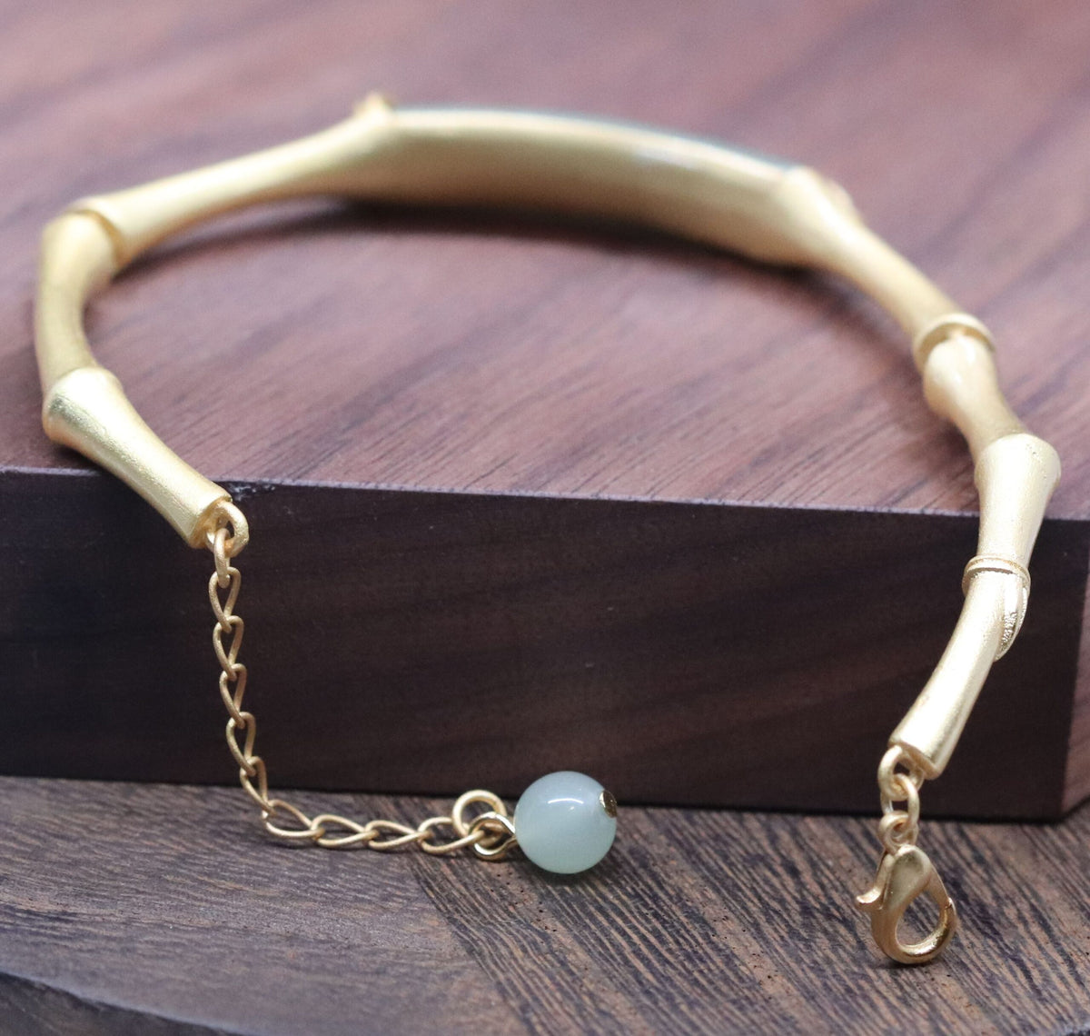 Elegant Sterling Silver Bamboo Jade Bangle Bracelet