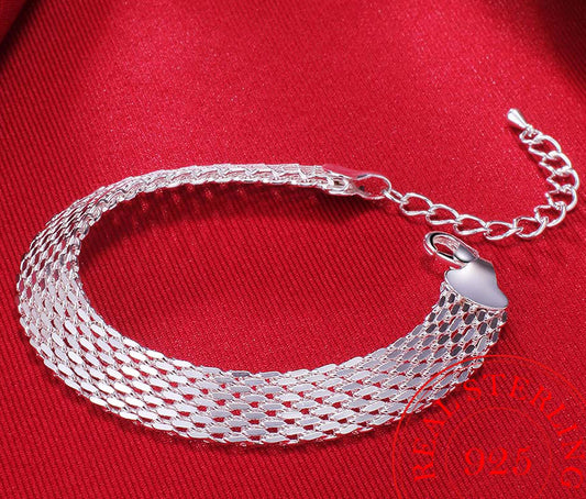 Sterling Silver Adjustable Mesh Bracelet 7-Inch to 9-Inch