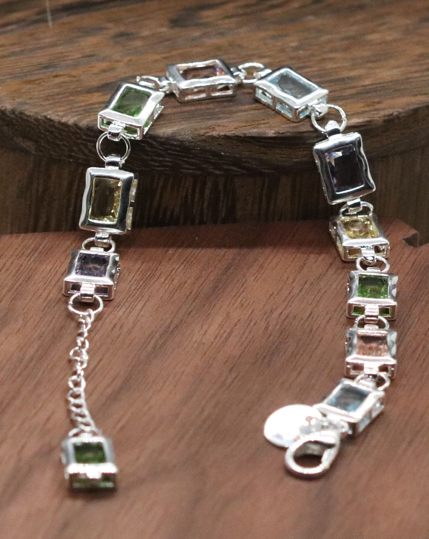 Classy and Simple Multi-Color CZ Sterling Silver Bracelet.