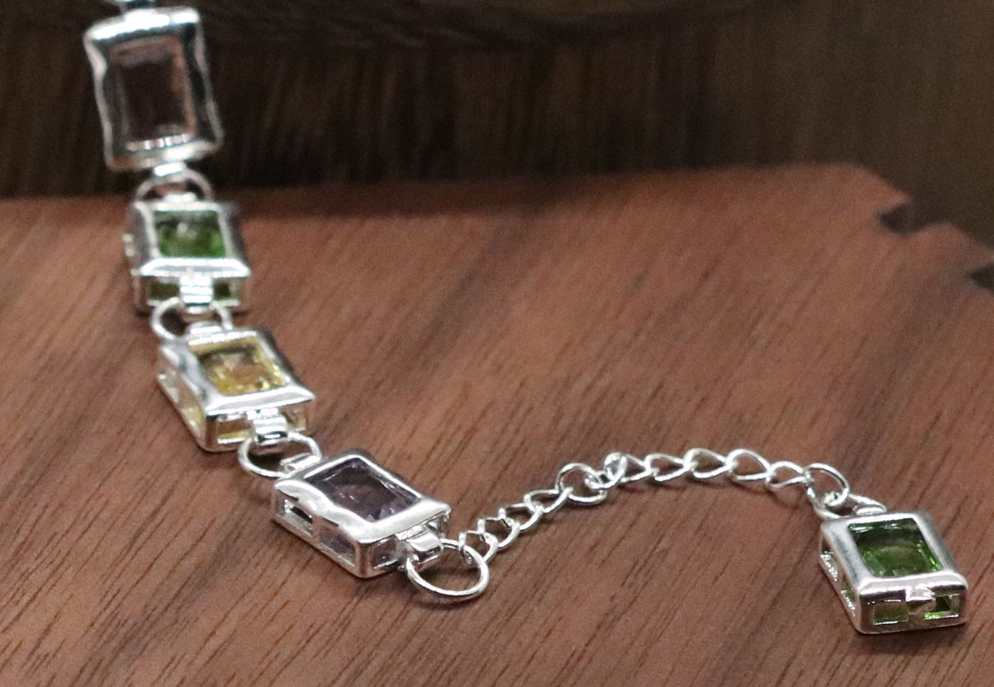 Classy and Simple Multi-Color CZ Sterling Silver Bracelet.