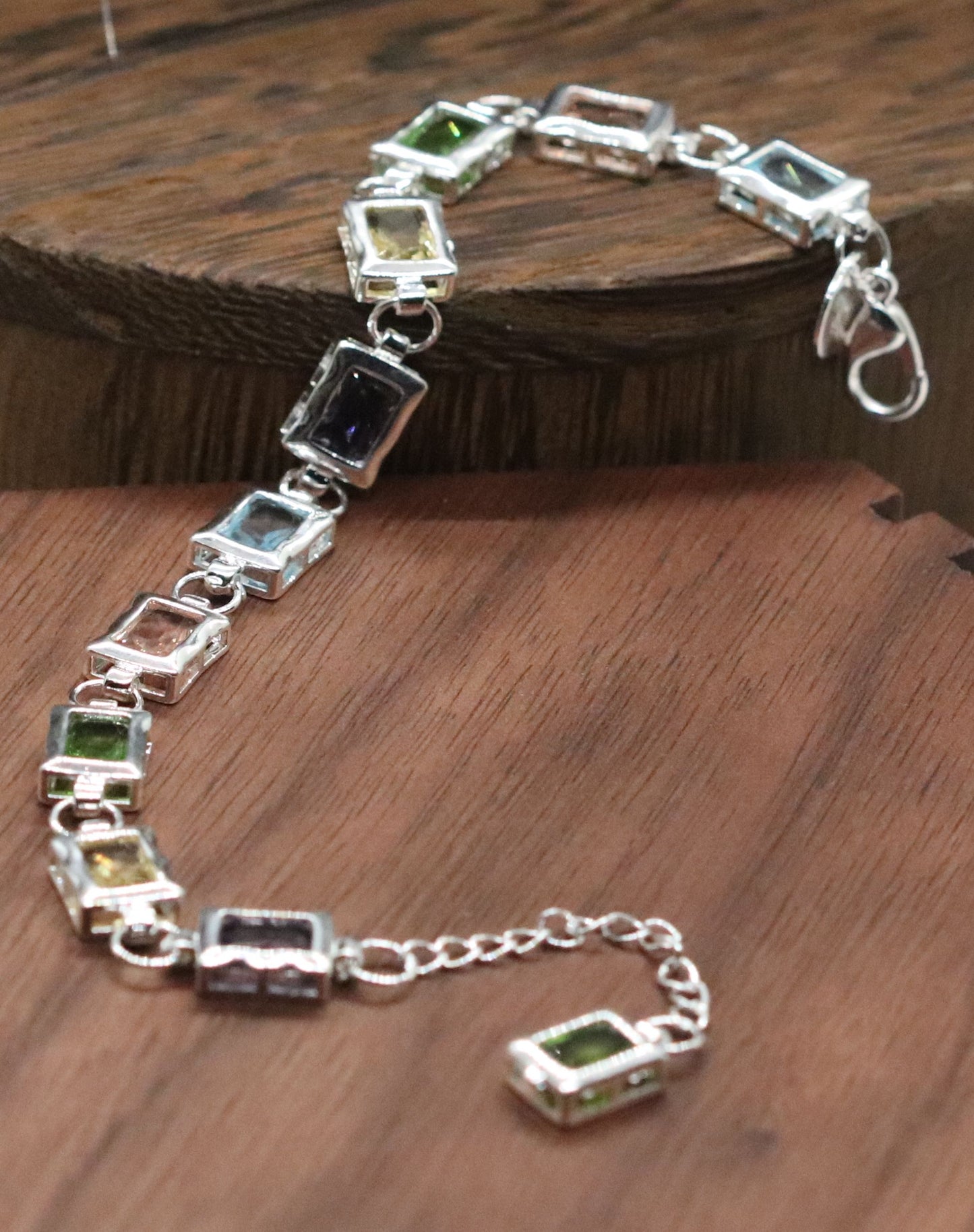 Classy and Simple Multi-Color CZ Sterling Silver Bracelet.