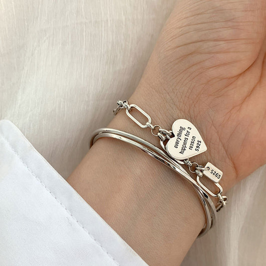 Elegant Sterling Silver Bracelet with Heart Charm