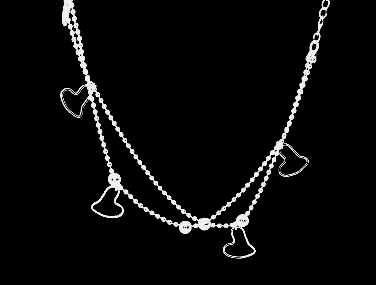 Elegant and Alluring Double Strand Anklet on Sterling Silver Ball Chain with Open Heart Charms and Beads