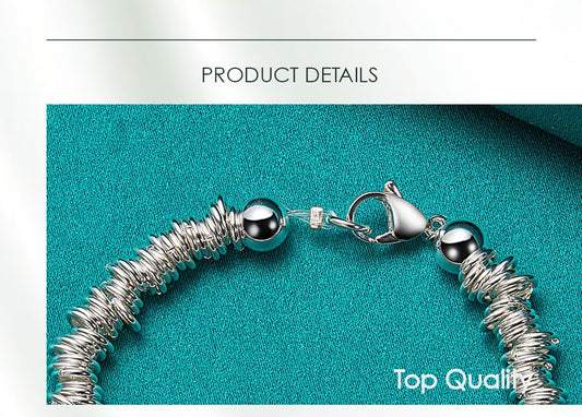 Elegant Sterling Silver Bracelet with Intricate Beadwork and Delicate Circles