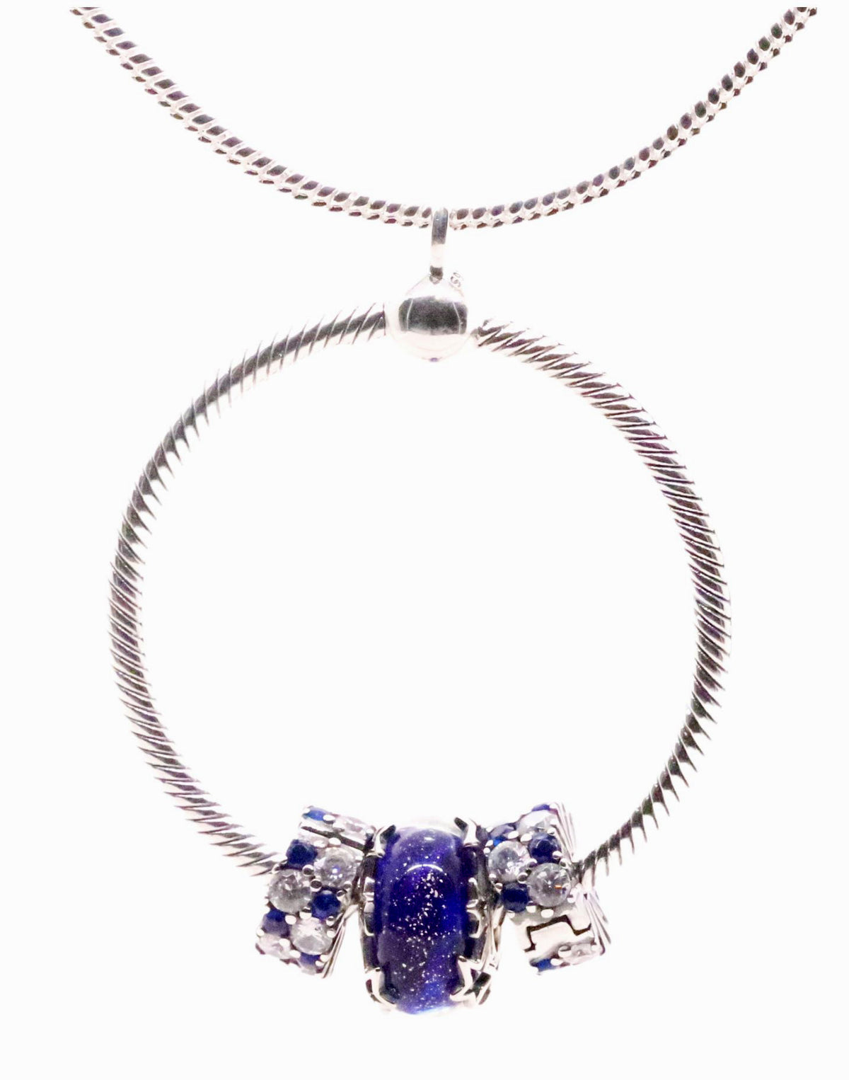 Minimalist Silver Snake Pendant Necklace with Charms