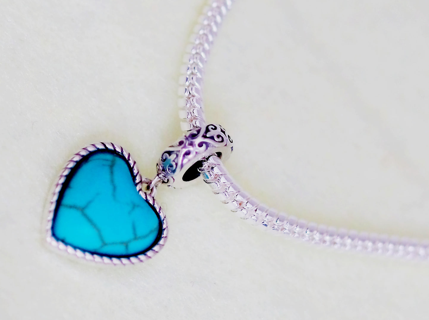 Sterling Silver Pendant with Heart Shaped Natural Turquoise