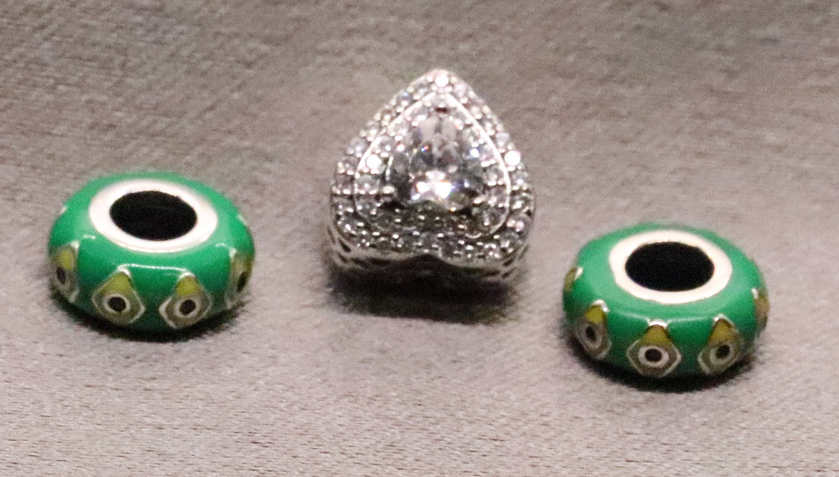 Pendant Necklace with Sterling Silver Push Lock Charm and Heart Charms
