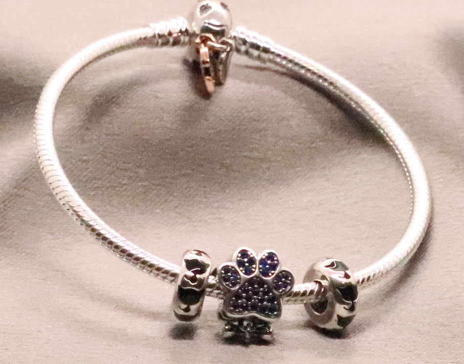 Elegant Sterling Silver Animal Charm Bracelet with Sparkling CZ Accents