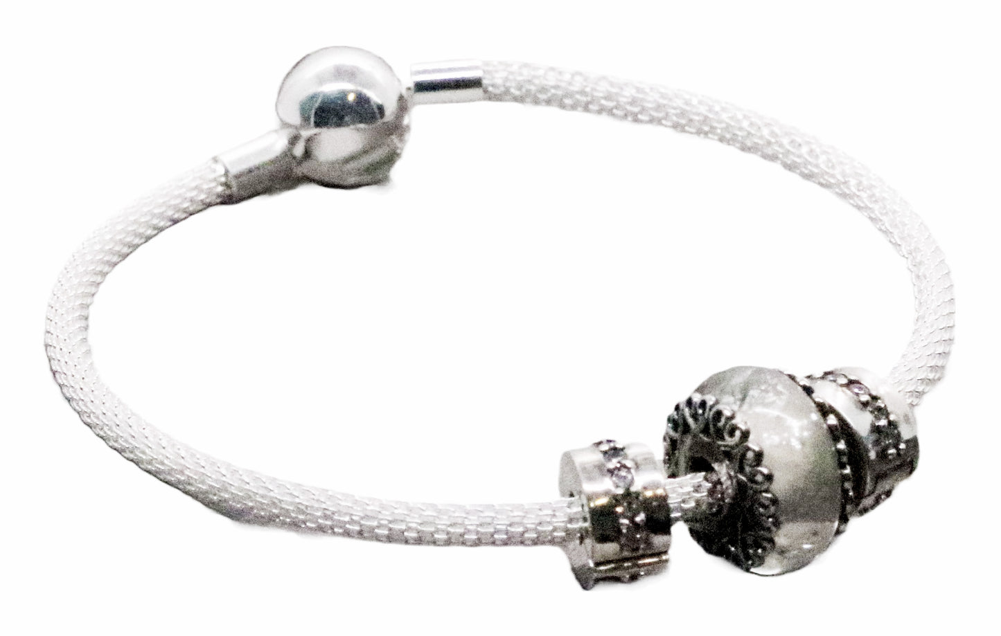 Dainty Sterling Silver Bracelet with CZ and Synthetic Stone Charms