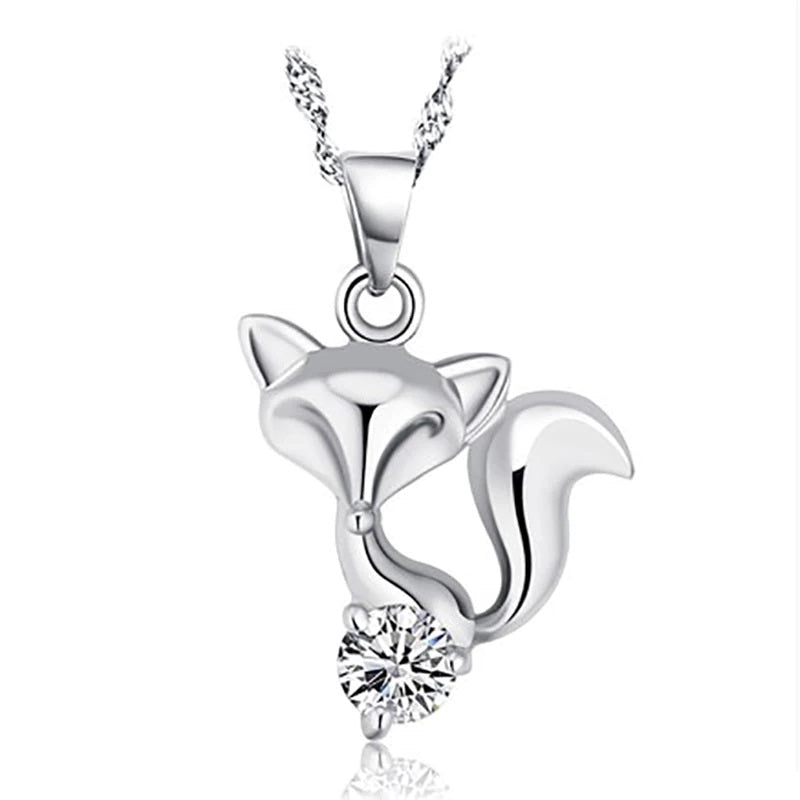 Beautifully Crafted Sterling Silver Fox Pendant with Sparkling Cubic Zirconia