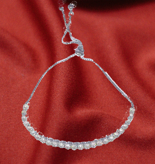 Sparkling Sterling Silver Adjustable Cubic Zirconia Tennis Bracelet