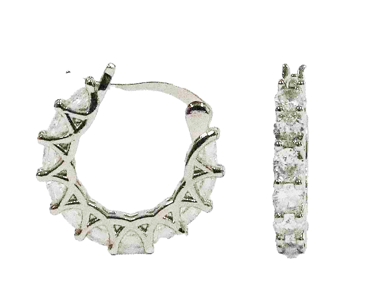 Glamarous Sterling Silver Cubic Zirconia Hoop Earrings