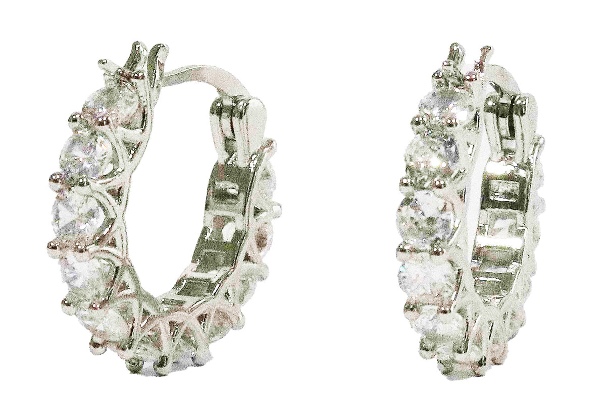 Glamarous Sterling Silver Cubic Zirconia Hoop Earrings