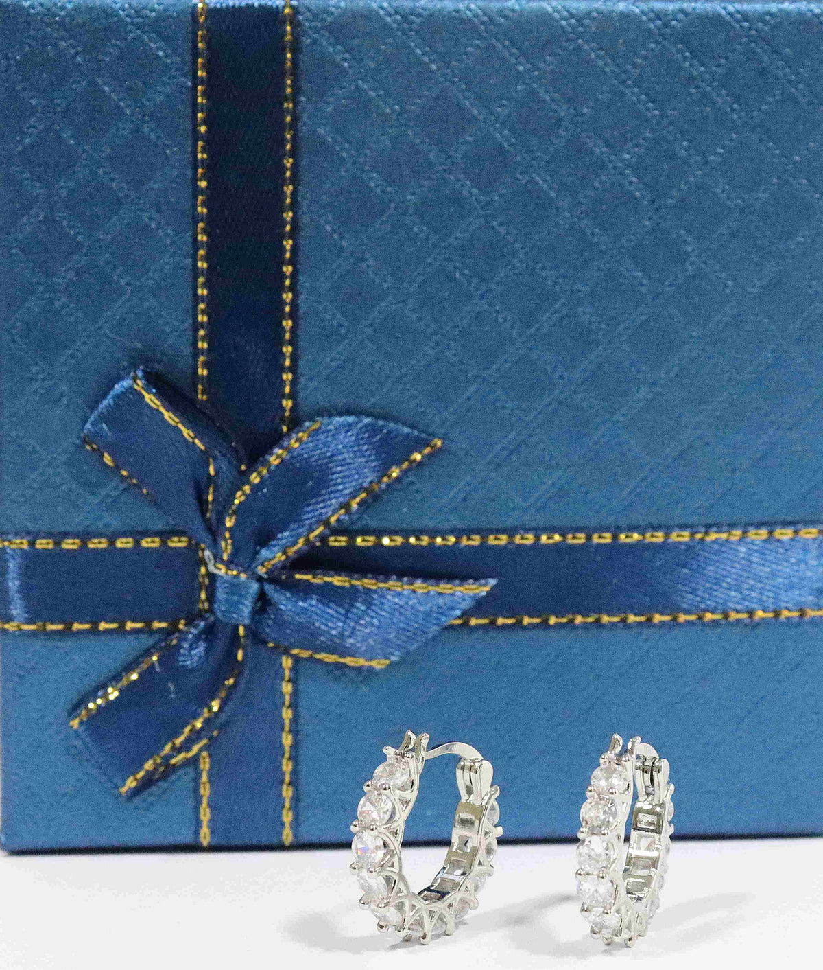 Glamarous Sterling Silver Cubic Zirconia Hoop Earrings