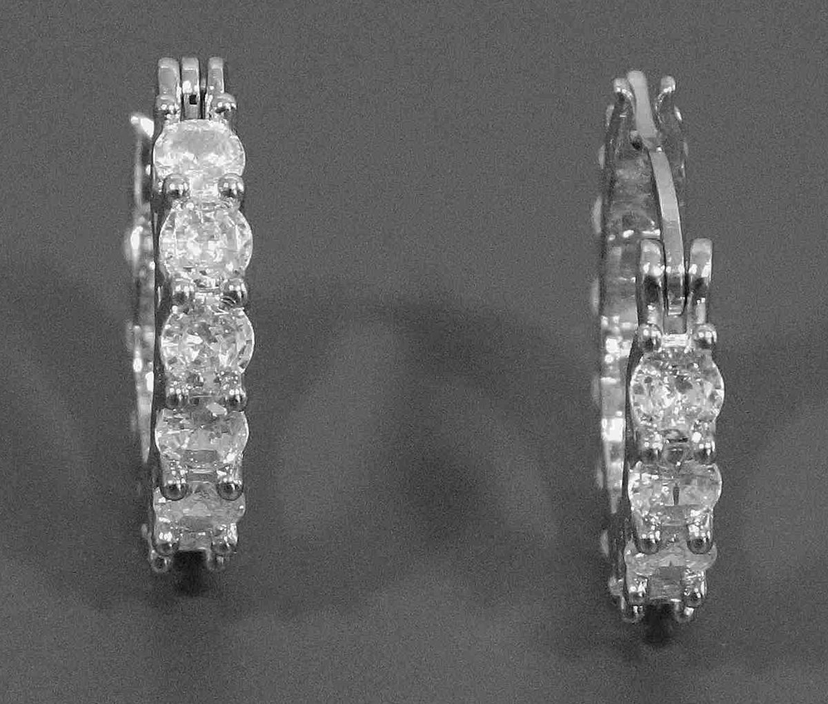 Glamarous Sterling Silver Cubic Zirconia Hoop Earrings