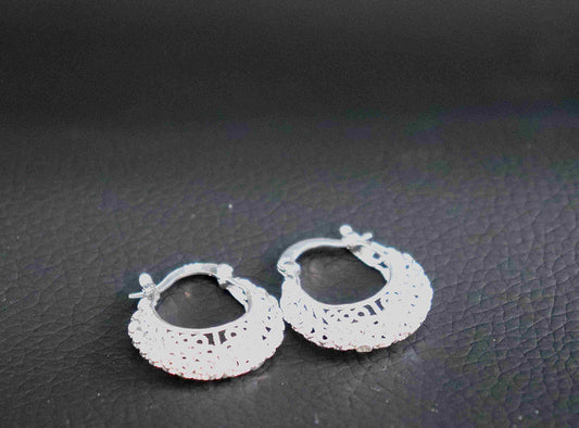 Lacey, Intricate Filigree Sterling Silver Hoop Earrings.