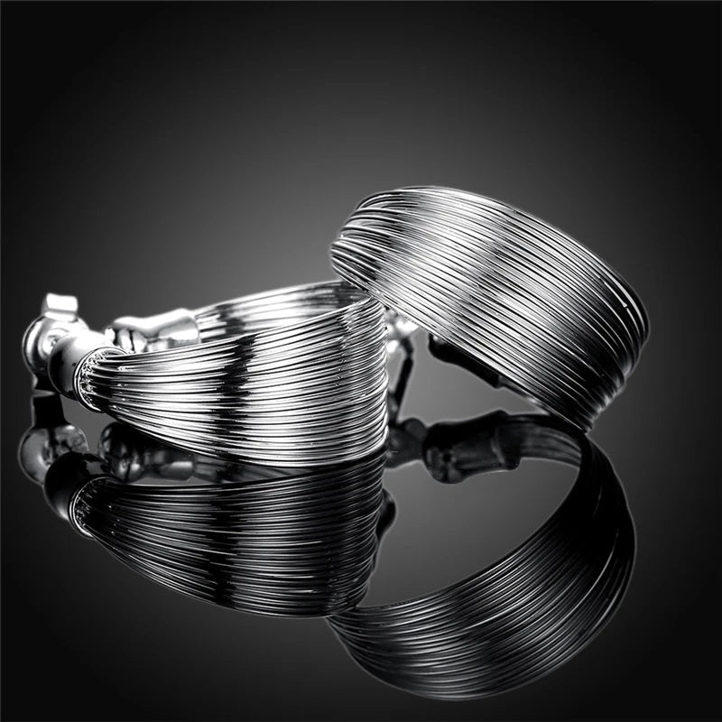 Sterling Silver High Polish Multi Line Silky Smooth Half Hoop Earrings