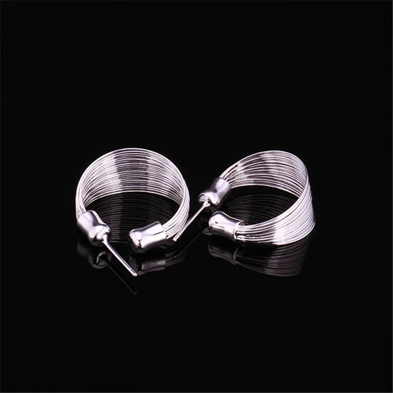 Sterling Silver High Polish Multi Line Silky Smooth Half Hoop Earrings