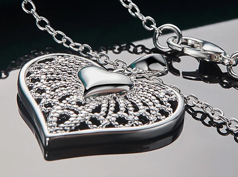 Sterling Silver Open Heart Filigree Pendant