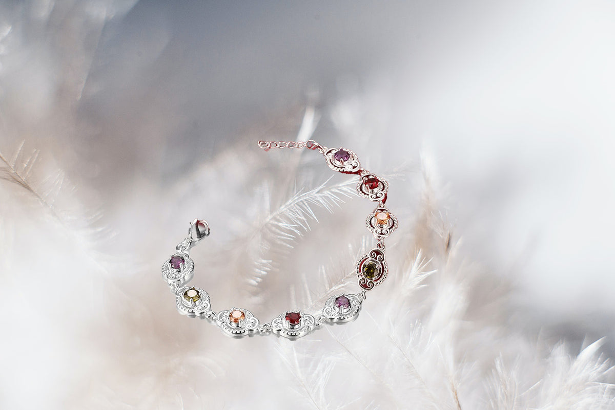 Sterling Silver Multi-Color Cubic Zirconia Bracelet