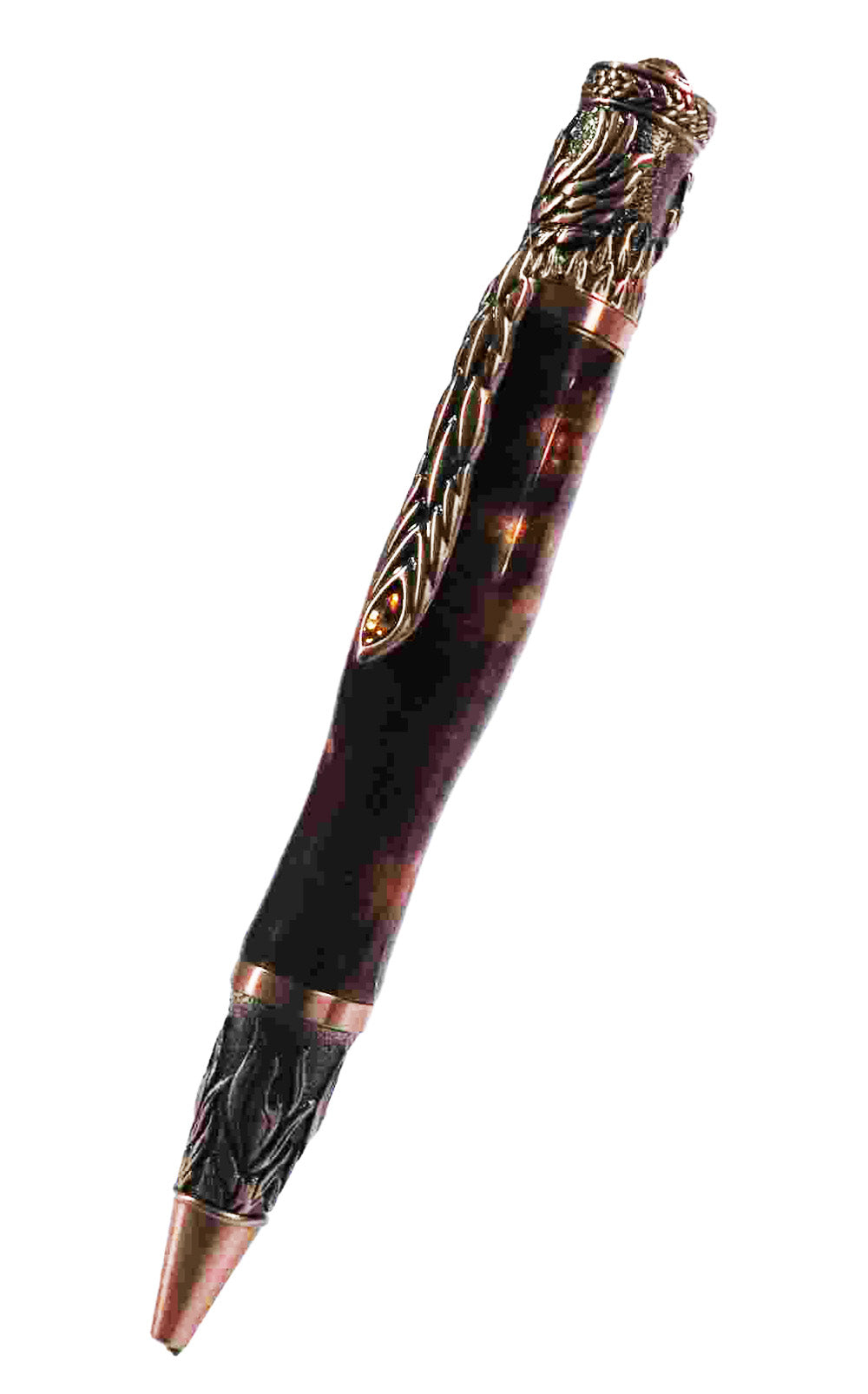 Handcrafted Bronze/Black Color Acrylic  With Metal Phoenix Rising Antique Copper  Design Twist Pen