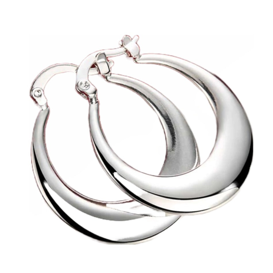 Stylish and Timeless Sterling Silver Tapered Hoop Earrings