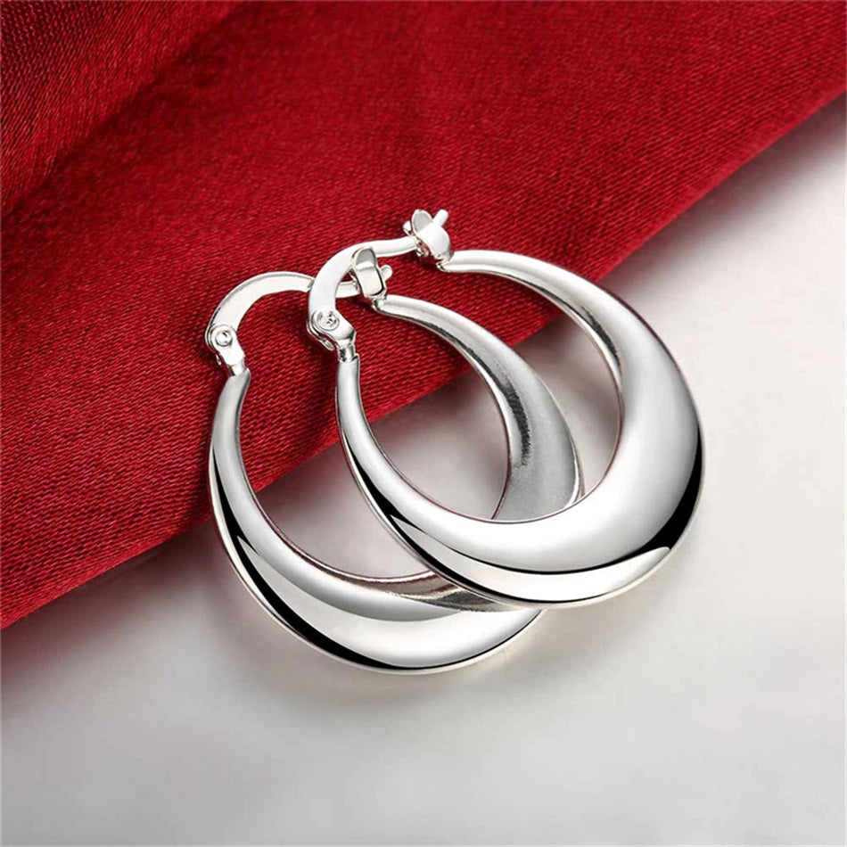 Stylish and Timeless Sterling Silver Tapered Hoop Earrings