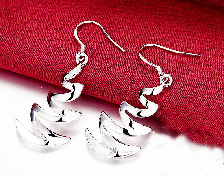 Sterling Silver Romantic Happiness Moon Vintage Style Dangling Earrings